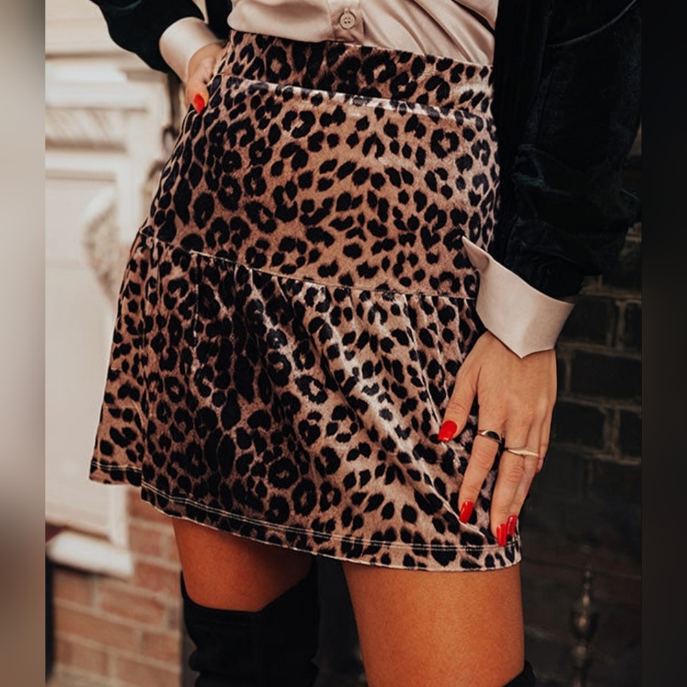 Wild Pattern Tiered Mini Skirt